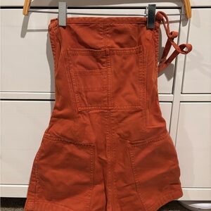 Free People Rust Orange Short Overalls